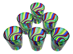 Murano Art Glass Tumblers by Silvio Piattelli, Set of 6