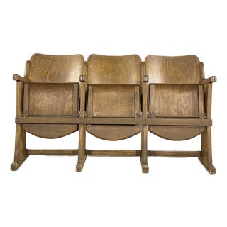 Three-Seat Cinema Bench in Wood and Poplar Plywood, 1950s For Sale