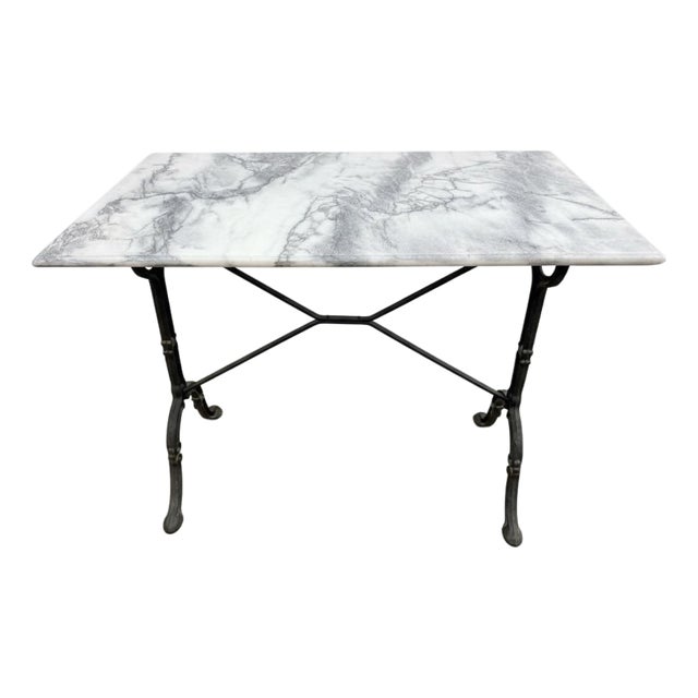 Antique French Marble Top Baker’s Pastry Table With Cast Iron Base For Sale