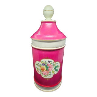 Antique Hand-Painted Portugal Porcelain Apothecary For Sale