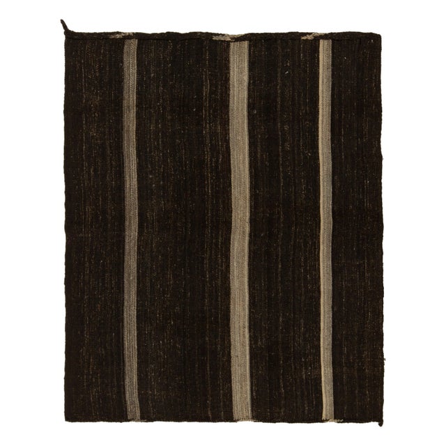 Textile Vintage Kilim Rug in Beige-Brown Panel Style With Stripes For Sale - Image 7 of 7