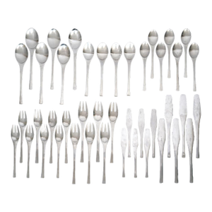 1960s Dansk Designs Stainless Steel Flatware in the Odin Design- Set of 41