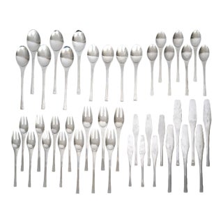1960s Dansk Designs Stainless Steel Flatware in the Odin Design- Set of 57 For Sale