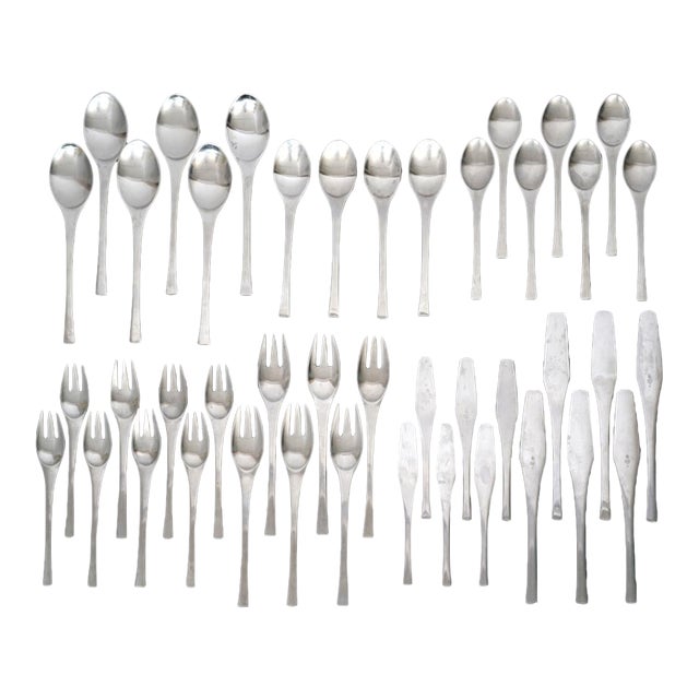 1960s Dansk Designs Stainless Steel Flatware in the Odin Design- Set of 57 For Sale