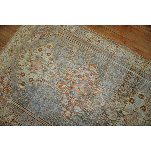 Textile 19th Century Sky Blue Antique Senneh Rug 4'7'' X 6'6'' For Sale - Image 7 of 13