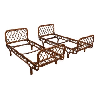 Mid-Century Italian Rattan Malacca Daybeds by Franca Helg, 1950s, Set of 2 For Sale