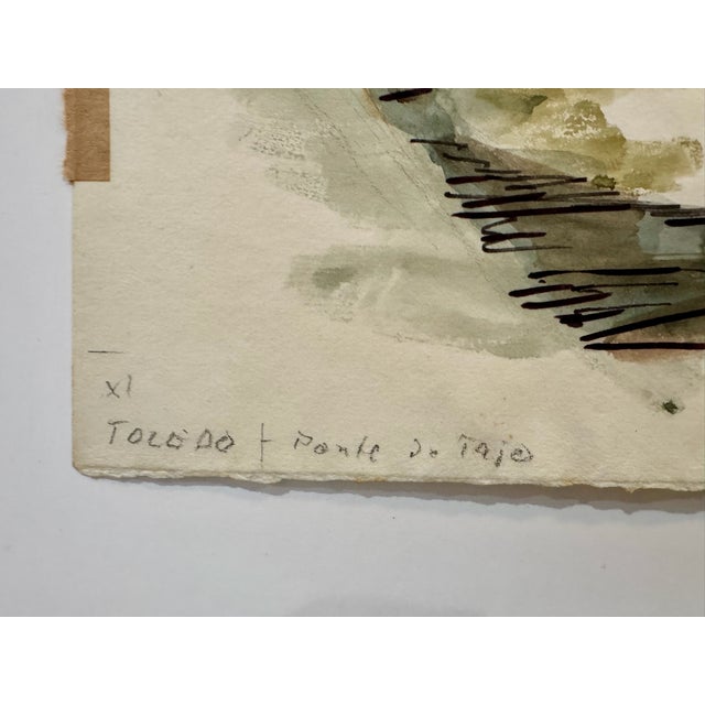 Henry Emil Salloch Original Watercolor on Paper Puente De Tajo, Toledo Epaña. 1973. For Sale - Image 4 of 7