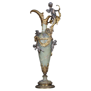 19th Century French Onyx Pomp Jug/Vase Bronze Silvered Napoleon Iii