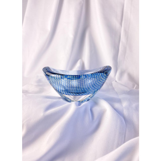 Small crystal Orrefors "Kraka" bowl or ring dish signed by artist Sven Palmqvist. Collectible Swedish art glass from the...