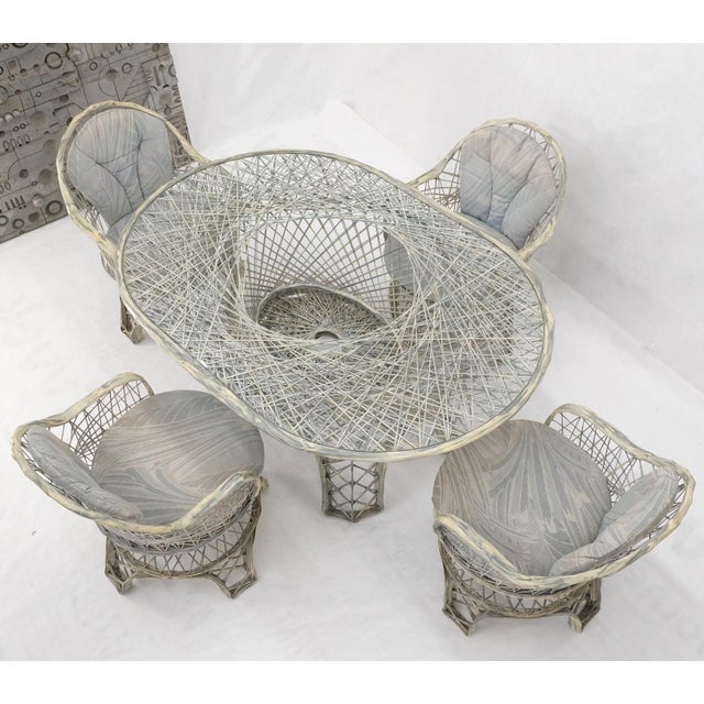 Russel Woodard Spun Fiberglass Oval Racetrack Dining Table 4 Chairs Outdoor Set For Sale - Image 14 of 18