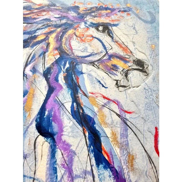 Modern Jean-Marie Guiny, Horse Head (Seville), Etching and Mixed Media with Gold Dust, 1960s For Sale - Image 3 of 7