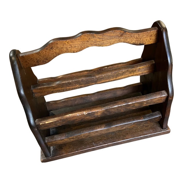 1970s Country Living Wooden Magazine Rack For Sale