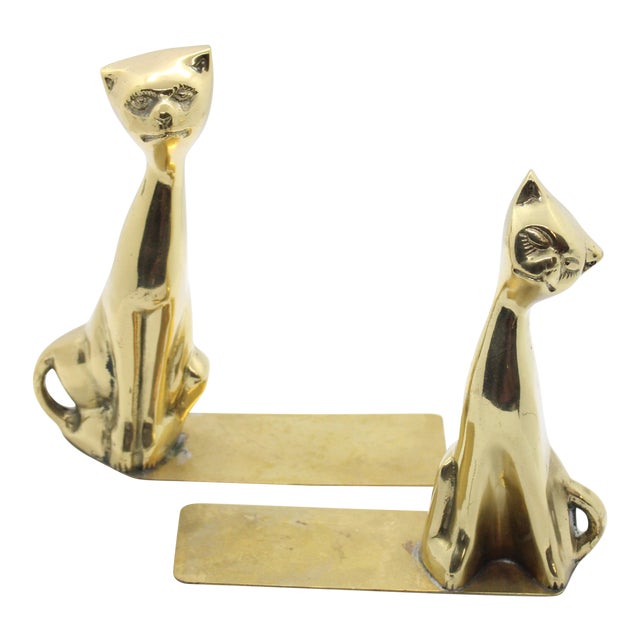 1960s MidCentury Modern Brass Cat Bookends a Pair Chairish