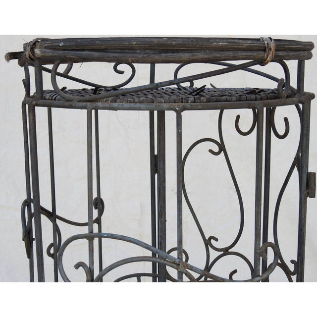 French Mid-Century Iron and Wicker Wine Rack For Sale - Image 3 of 13