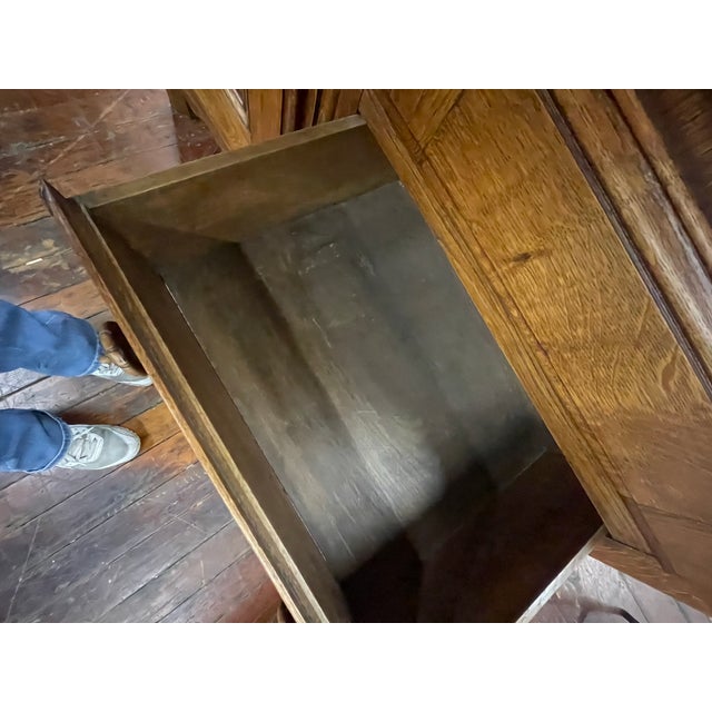 Antique French Provincial Oak Armoire With Carved Floral Panels For Sale - Image 4 of 8