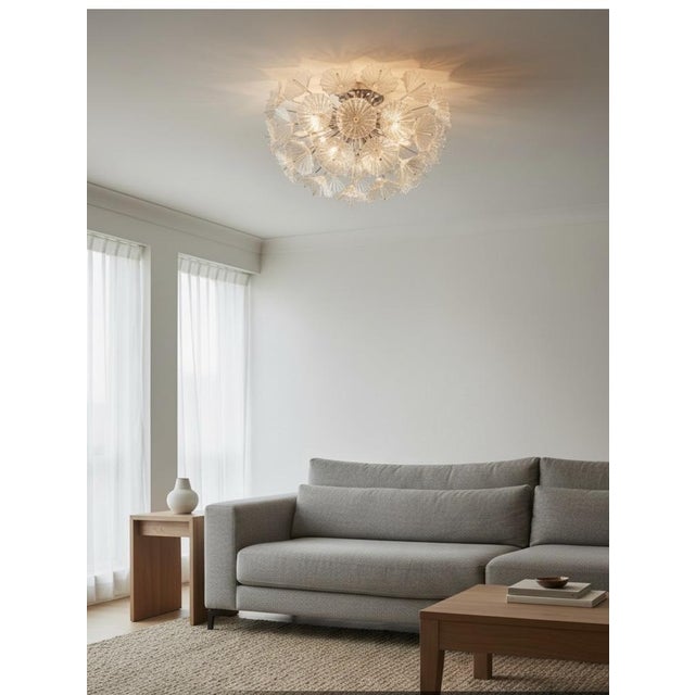 Handmade glass flower flushmount by contemporanea srl, italy a striking italian flush mount ceiling light composed of...