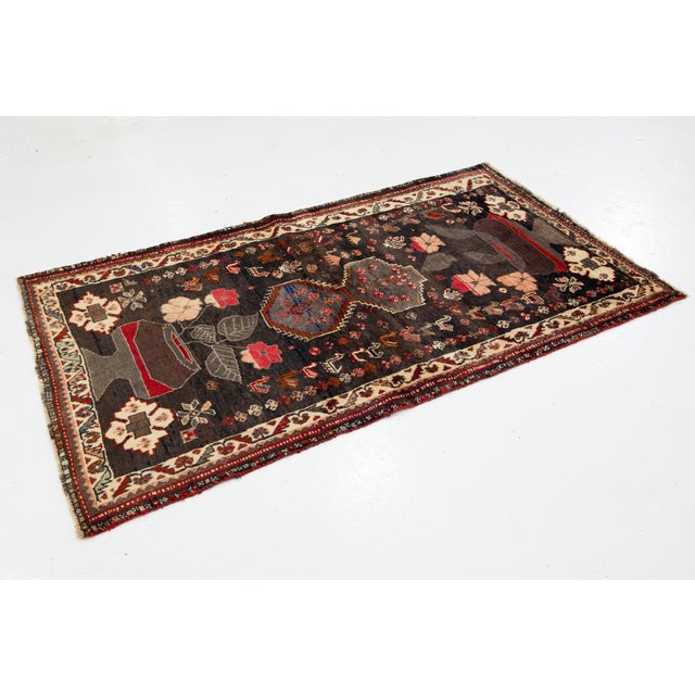 Persian 4 X 6 Vintage Handmade Shiraz Persian Wool Rug With Allover Design For Sale - Image 3 of 7