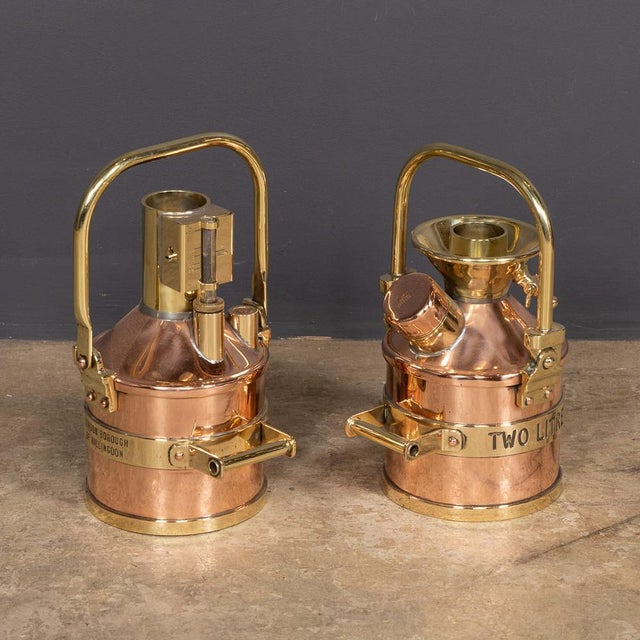 Vintage English Polished Checkpump Petrol Canisters, 1970s, Set of 2 For Sale - Image 3 of 18