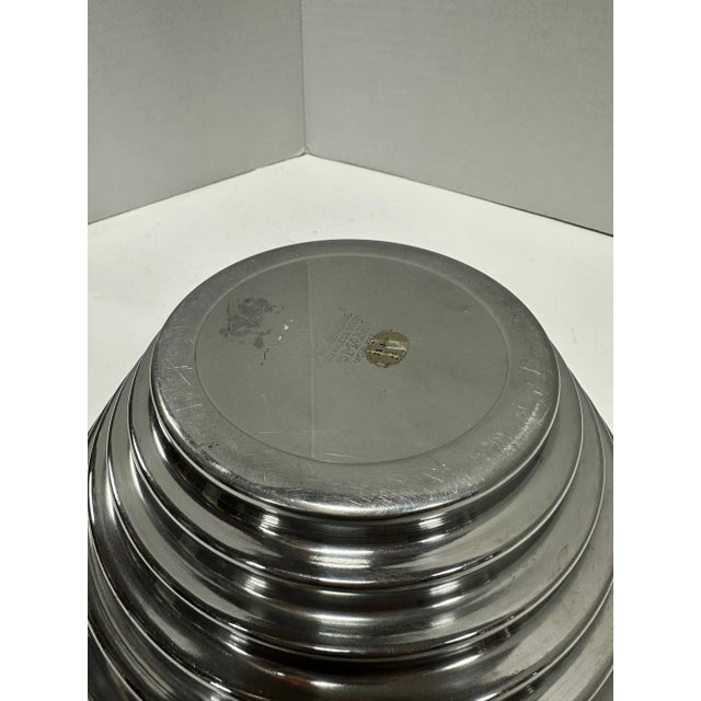 1980's Vintage Post Modern Stainless Steel Devo Maya Bowl Pewtertone by Mann For Sale - Image 10 of 12