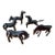 Vintage Carved Dark Wood Horse Figurines, Set of 5 Miniatures For Sale