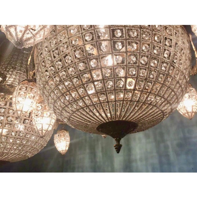 Vintage French Louis XVI Style Large Chandeliers With Gold Deer Heads - Pair For Sale - Image 11 of 12