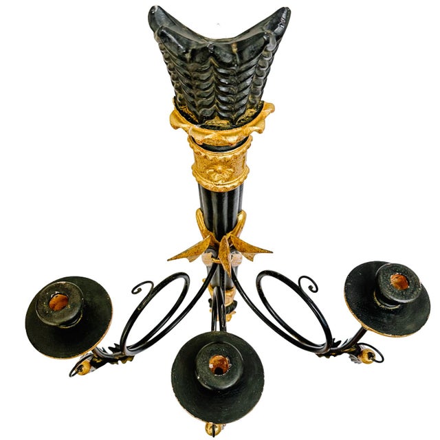 1960 Italian Hollywood Regency Torch & Arrow 3-Arm Giltwood Wall Sconce For Sale - Image 4 of 10