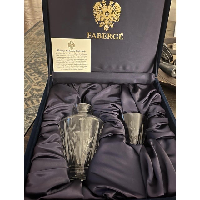 Glass Vintage Faberge Printemps Crystal Night Bedside Carafe Set For Sale - Image 7 of 9