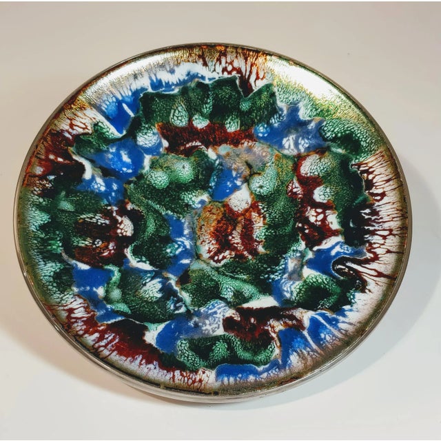 Vintage Enamel Bowl Mid Century Abstract Art Decorative Retro MCM Mod. Gorgeous Mid Century Dish with lovely abstract...