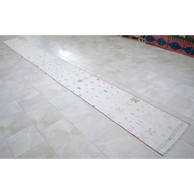 1950s Vintage Hand Woven Kilim Runner Rug Flat Weave Cotton Stair Runner - 2'2 X 22'6" For Sale - Image 9 of 15