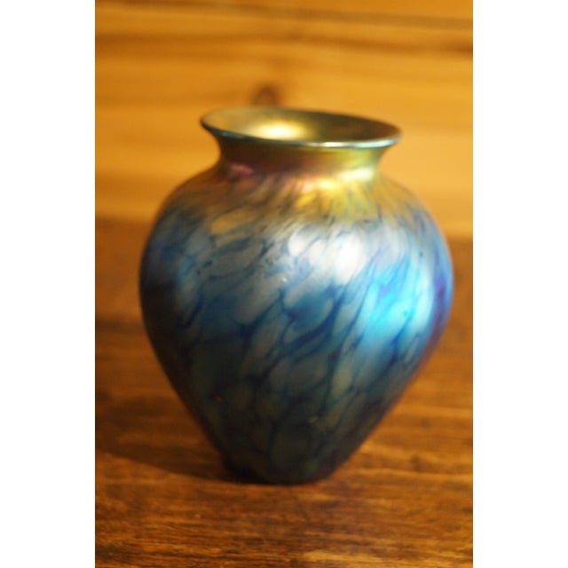 Glass Late 1900s Lundberg Art Glass Iridescent Vase For Sale - Image 7 of 13