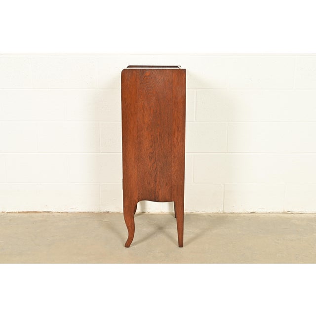 Antique Victorian Carved Tiger Oak Music Cabinet, Circa 1900 For Sale - Image 12 of 14