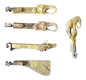 Collection of 5 Antique Metal Cigar Cutters Deer and Elephants
