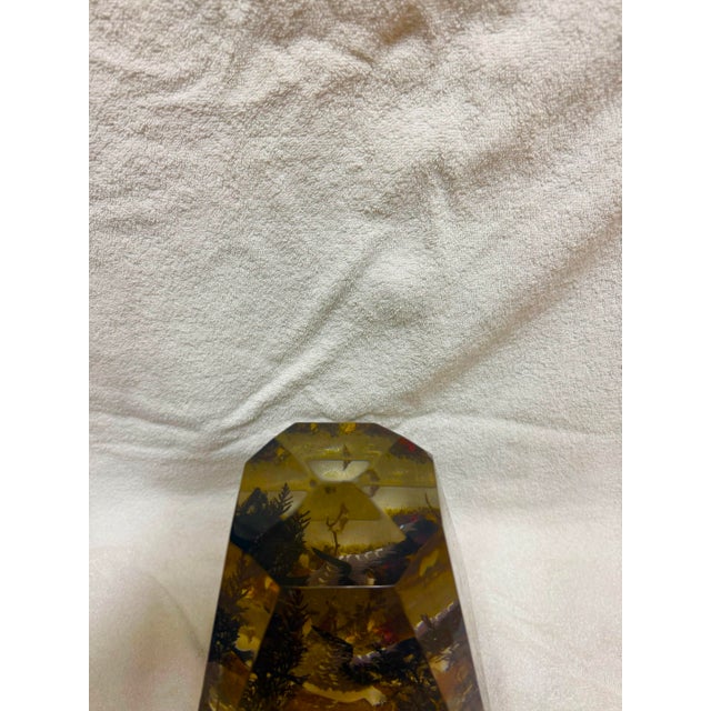 Plastic Vintage 1970s 3d Lucite Wildlife Obelisk Paperweight For Sale - Image 7 of 7