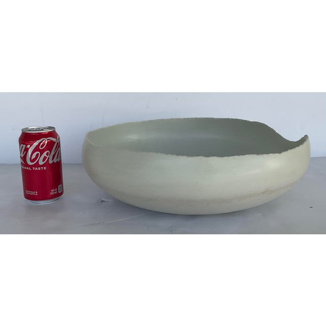 Organic Revelation Modern Large Porcelain White Sand Bowl, showroom floor sample