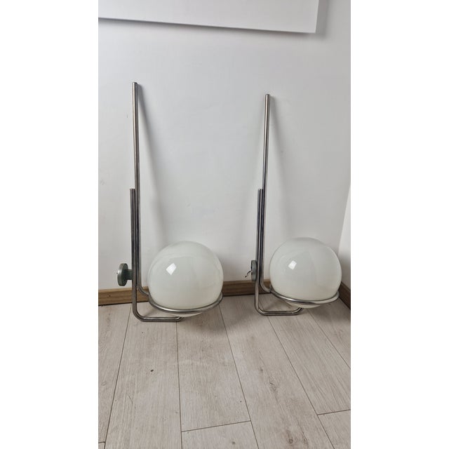 Large Wall Lamps in Burnished Brass with Etched Glass Sphere, 19650s, Set of 2 For Sale - Image 12 of 12