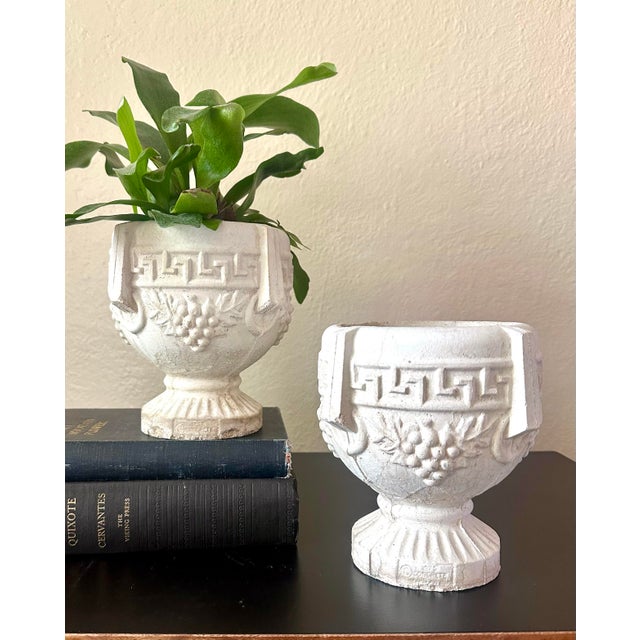 Add timeless garden charm with this pair of vintage USA-made cement jardinières, featuring sculpted grapevine motifs and a...