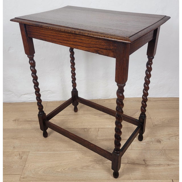 Vintage Rectangular Country Barley Twist Side Table, 1950 For Sale - Image 4 of 18