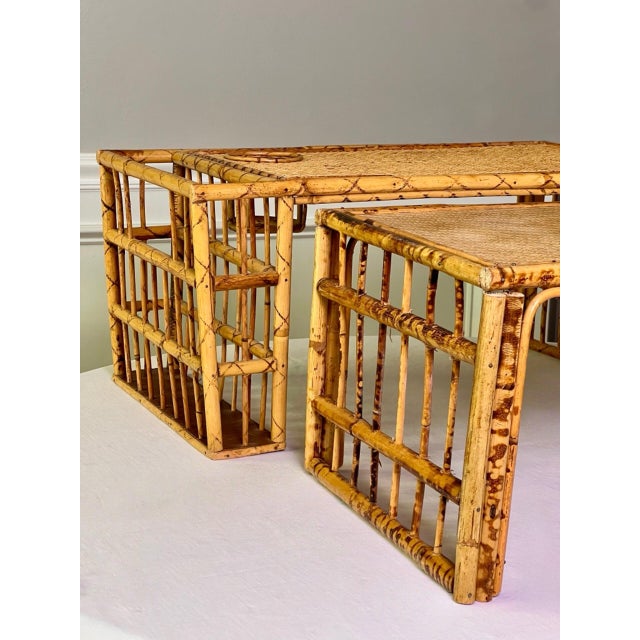 1960s Near Pair of 1960s Bamboo and Rattan Bed Trays With Drink and Magazine Holder For Sale - Image 5 of 13
