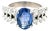 Platinum 3.40 Carat Weight Natural Sapphire & 0.98 CTW Marquise Diamond Ring, Size 4.5 For Sale