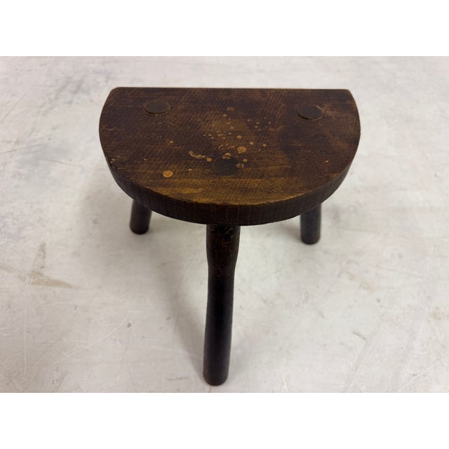 Wood French D-Shaped Milking Stool, 1950s For Sale - Image 7 of 10