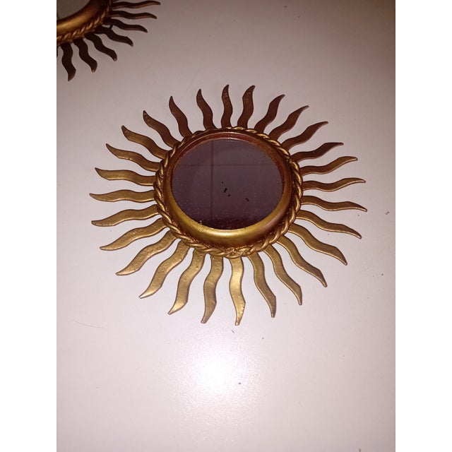 Pair of sunburst mirrors from the 1960s, possibly made in France