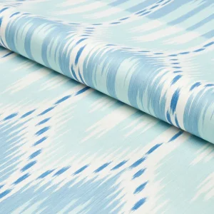 SAMPLE - Schumacher Bukhara Ikat Fabric In Sky And Aqua