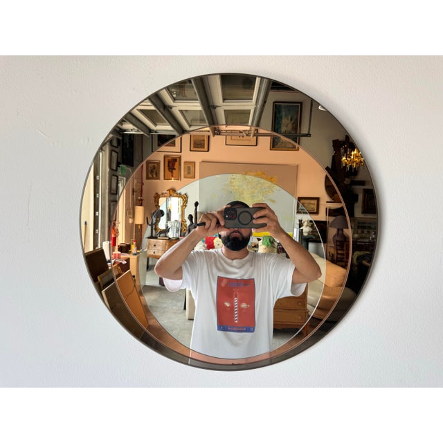 1980s Postmodern Colored Glass Round Wall Mirror/Sold For Sale In Miami - Image 6 of 8
