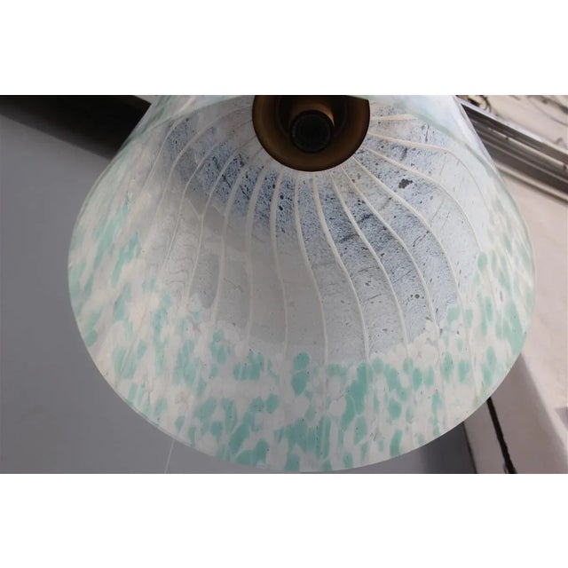 Round bell ceiling lamp Vistosi Murrina Murano 1960 brass satin heavenly white. 1 light bulb E27 Max 80 Watt. Only glass...