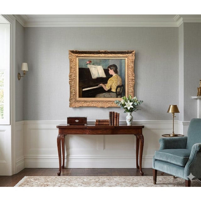 François Gall - The Elegant Piano Player - c1940s Oil painting French Impressionist - Oil painting on canvas - Signed...