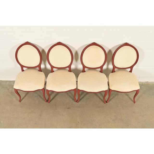 1960s Karges Style French Provincial Louis XV Brown Lacquered Dining Chairs, Set of Four For Sale - Image 5 of 12