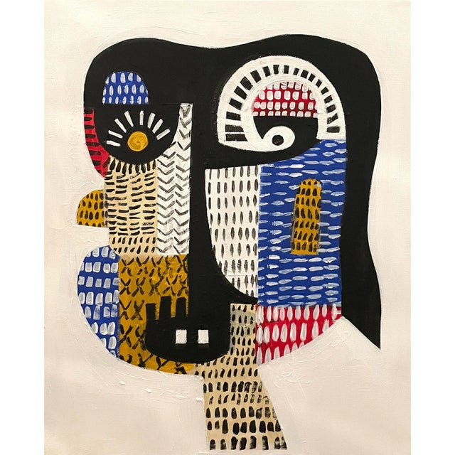 Original Contemporary Abstract Colorful Portrait Painting For Sale