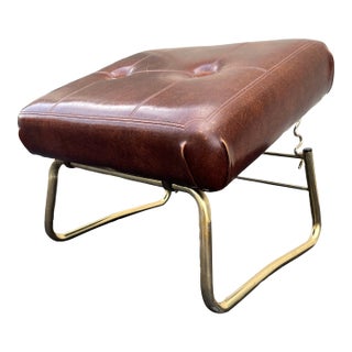 Pearl Wick Leg Lounger- 1960s Adjustable Vinyl Footstool For Sale