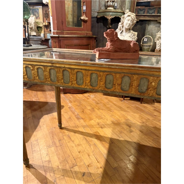 Antique Italian Neoclassical Giltwood Console Table With Glass Top For Sale - Image 4 of 4