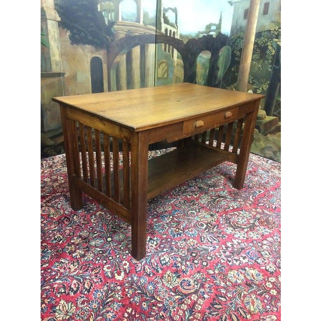 Antique Mission Style Desk, Oak Desk For Sale - Image 6 of 8